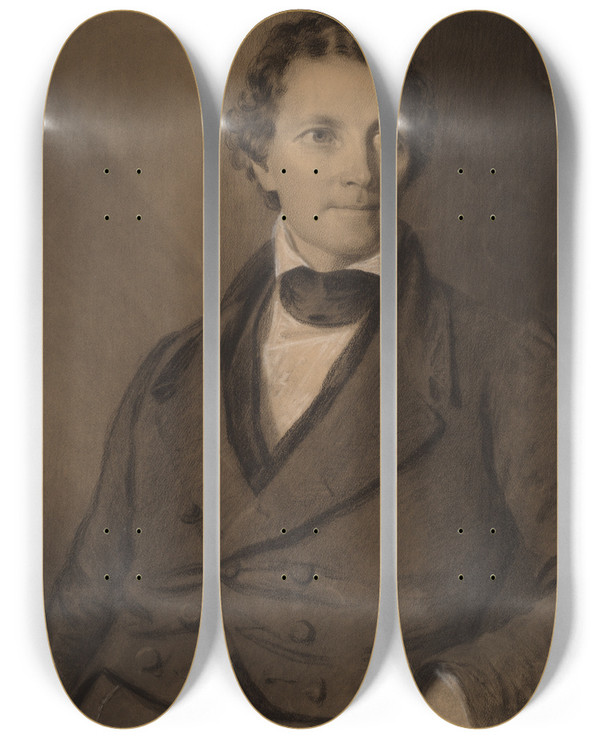 Triptych art skateboard deck of Eastman Johnson The Young Doctor by Eastman Johnson (1824-1906)