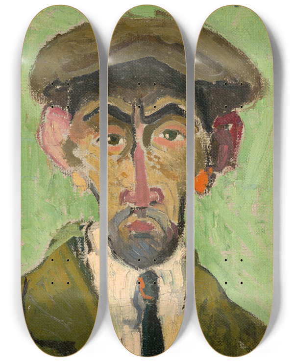 Triptych art skateboard deck of Arnold Peter Weiszkubnan Selfportrait_1 by Arnold Peter Weisz-Kubnan (1898-1944)
