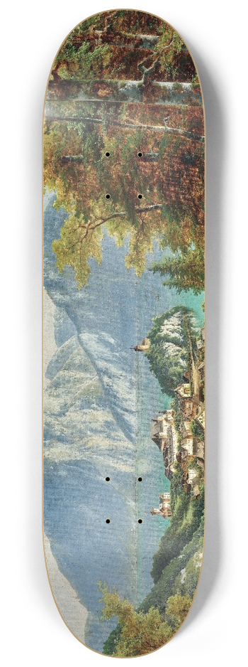 Ferdinand Lepie - A view of Traunstein and Traunkirchen 8.25 inch art skate deck