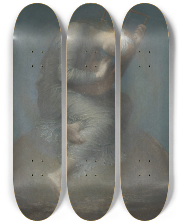 Triptych art skateboard deck of George Frederic Watts Hope by George Frederic Watts (1817-1904)