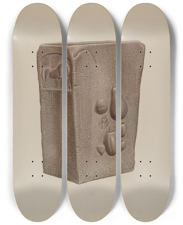 Triptych art skateboard deck of Edward Digennero Drinking Fountain_2 by Edward Digennero
