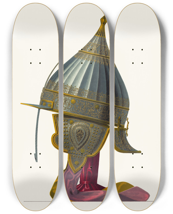 Triptych art skateboard deck of Fedor Grigoryevich Solntsev Shapka Erikhonskaia Izobrazhenie 2 by Fedor Grigoryevich Solntsev (1801-1892)