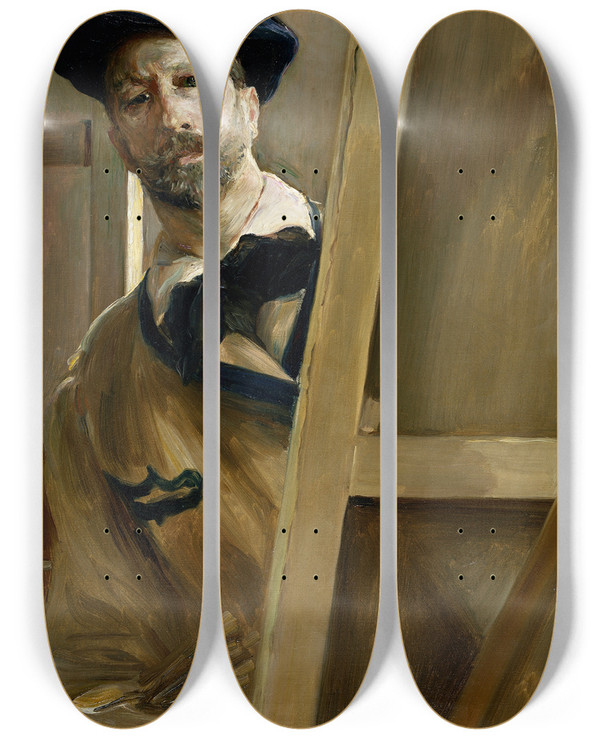 Triptych art skateboard deck of Jos Villegas Cordero Selfportrait by Jose Villegas Cordero (1848-1921)