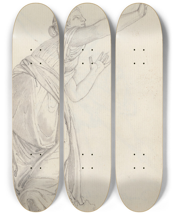 Triptych art skateboard deck of John Flaxman Psyche A Daughter Of Niobe From The Niobid Group Uffizi Florence by John Flaxman (1755-1826)