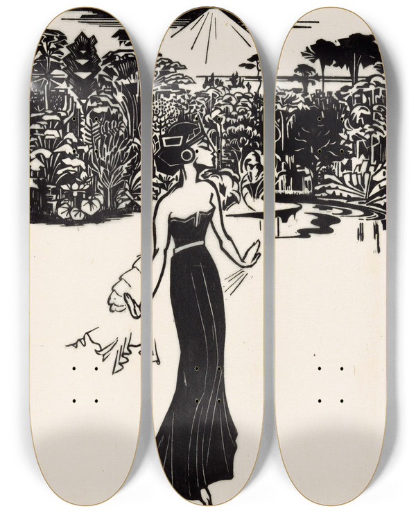 Triptych art skateboard deck of Johannes Frederik Engelbert Ten Klooster Danseres_1 by Johannes Frederik Engelbert Ten Klooster (1873-1940)