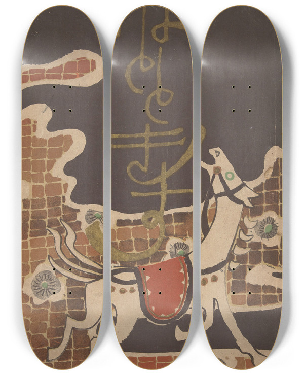 Triptych art skateboard deck of Hashiguchi Goy Kleine Koekoek_1 by Hashiguchi Goyo (1881-1921)
