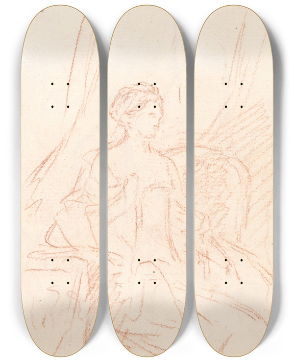 Triptych art skateboard deck of Benjamin West Sketch_2 by Benjamin West (1738-1820)