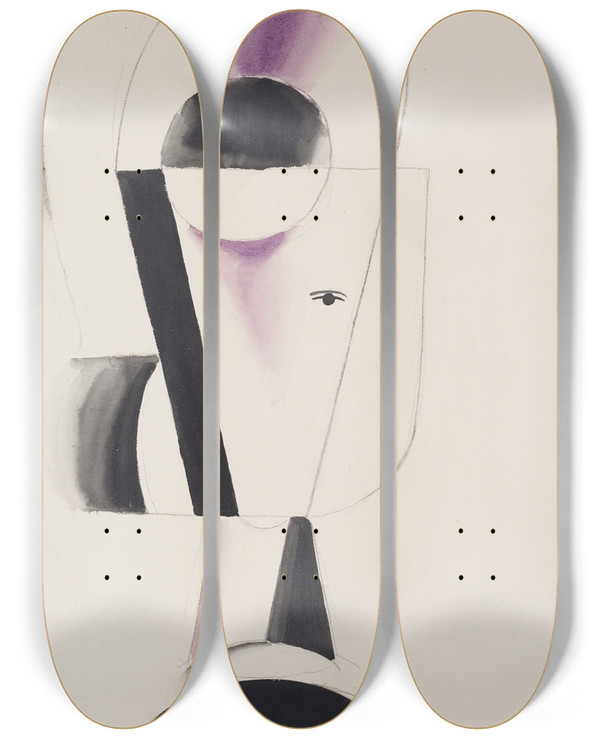 Triptych art skateboard deck of Josef Apek Studie Hlavy by Josef apek (1887-1945)