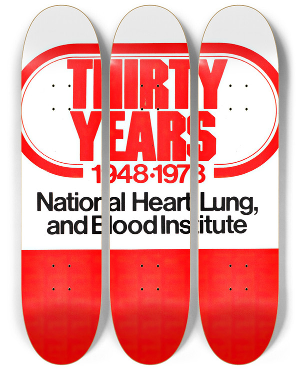 Triptych art skateboard deck of National Institutes Of Health Thirty Years 19481978 National Heart Lung And Blood Institute by National Institutes Of Health (1887)