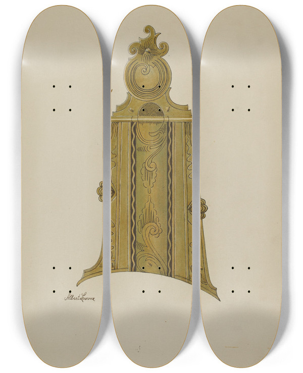 Triptych art skateboard deck of Albert Levone Patch Box Of Kentucky Rifle_3 by Albert Levone (20-)