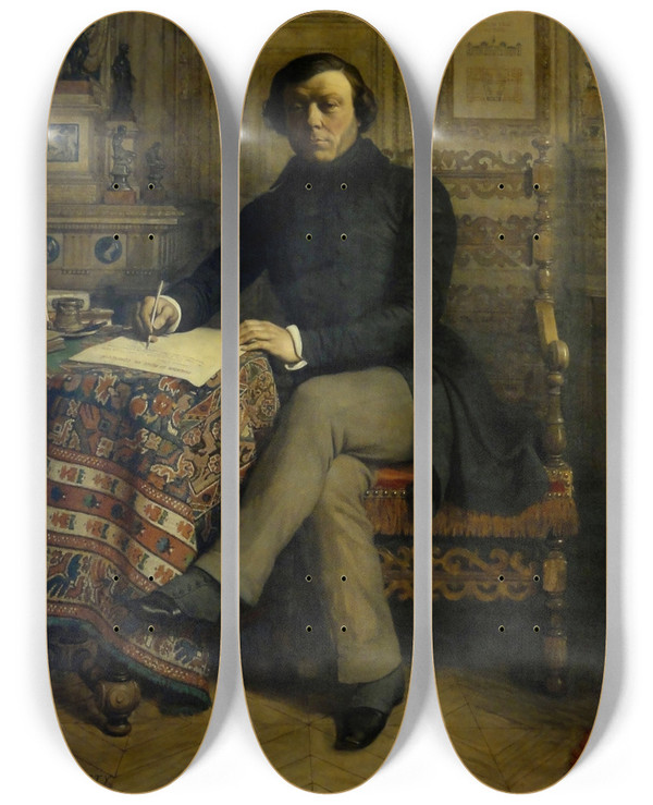 Triptych art skateboard deck of Dominique Louis Papety Portrait Of Antoine Vivenel by Dominique Louis Papety (1815-1849)