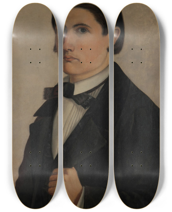 Triptych art skateboard deck of Cndido Lopez Autorretrato by Candido Lopez (1840-1902)