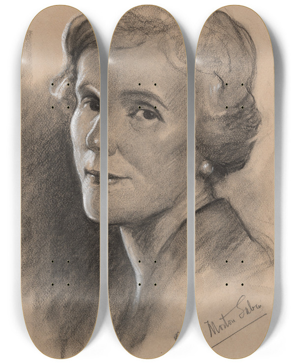 Triptych art skateboard deck of Samuel Johnson Woolf Pauline Morton Sabin by Samuel Johnson Woolf (1880-1948)