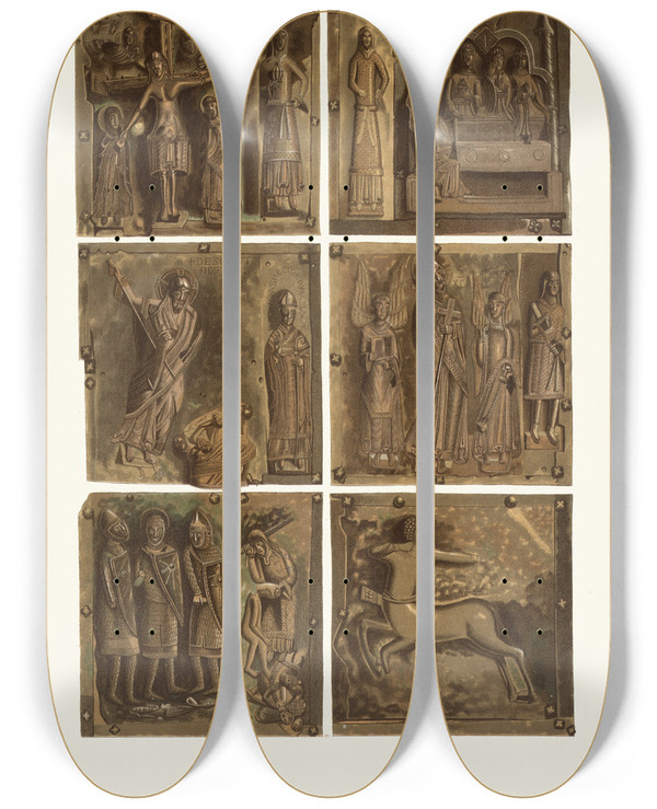 Triptych art skateboard deck of Fedor Grigoryevich Solntsev Korsunskiia Vrata Izobrazhenie 2 by Fedor Grigoryevich Solntsev (1801-1892)