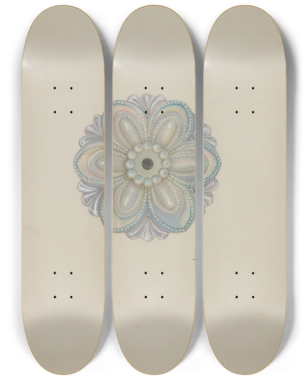 Triptych art skateboard deck of Henry Moran Tieback by Henry Moran