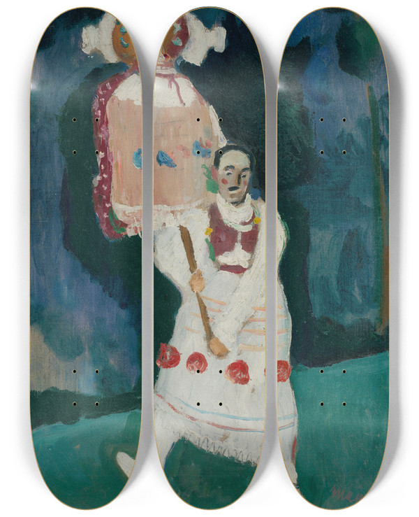 Triptych art skateboard deck of Cyprin Majernk Morena_1 by Cyprian Majernik (1909-1945)