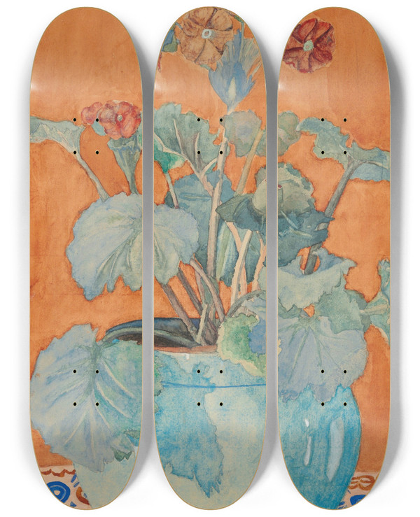 Triptych art skateboard deck of Maria Yakunchikova Flower Study_4 by Maria Yakunchikova (1870-1902)
