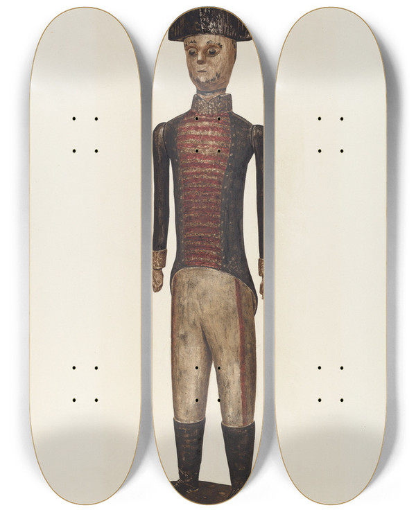 Triptych art skateboard deck of American 20Th Century Soldier by American 20Th Century