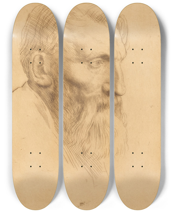 Triptych art skateboard deck of Alphonse Legros Auguste Rodin Ii by Alphonse Legros (1837-1911)