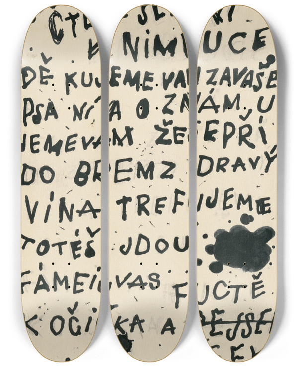 Triptych art skateboard deck of Josef Apek I Had A Dog And A Cat Pl 19 by Josef apek (1887-1945)