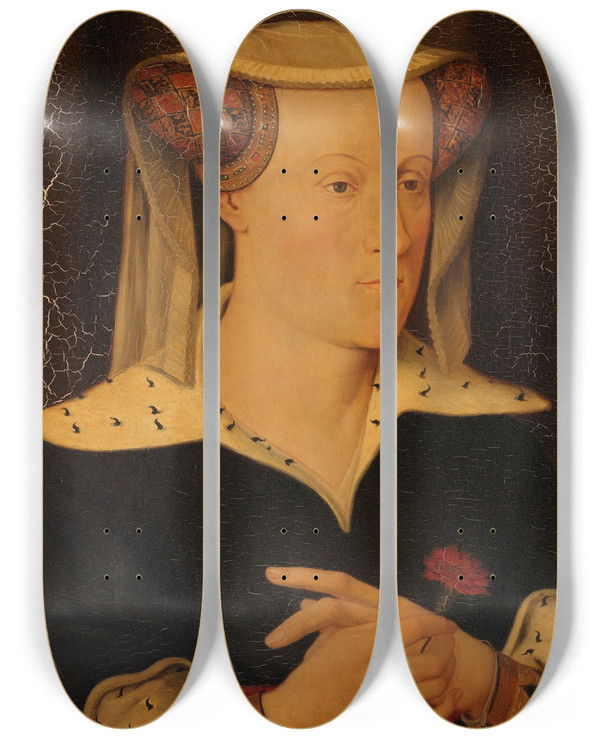 Triptych art skateboard deck of Pieter Willem Sebes Jacoba Of Bavaria 14011436 Countess Of Holland And Zeeland by Pieter Willem Sebes (1830-1906)