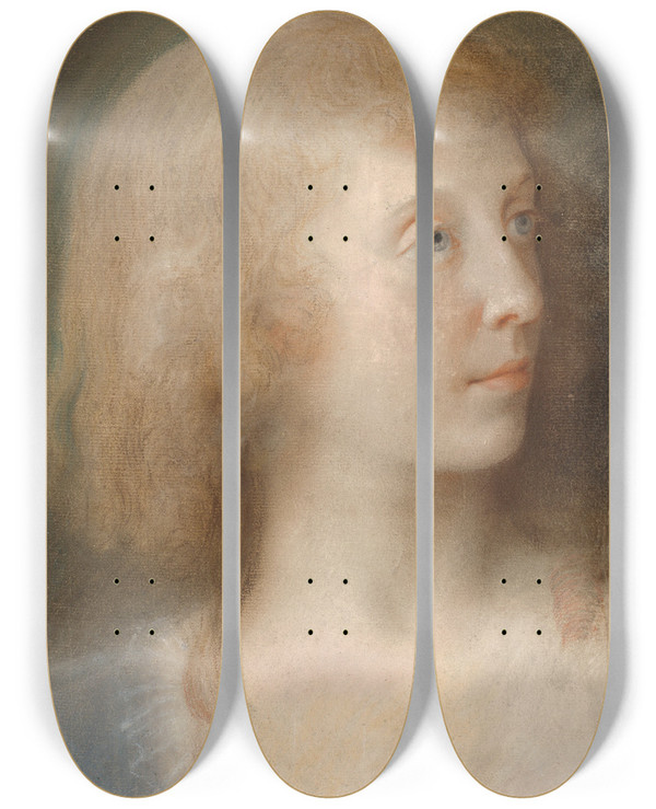 Triptych art skateboard deck of Jens Juel Portrt Af Anna Barbara Damkier Trekvart Profil Mod Venstre by Jens Juel (1745-1802)