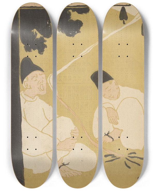Triptych art skateboard deck of Hashiguchi Goy November 1909 by Hashiguchi Goyo (1881-1921)