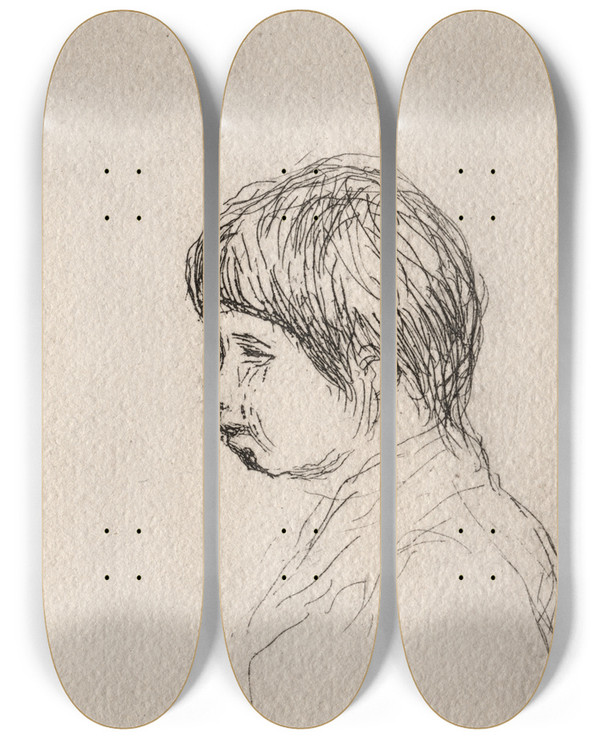 Triptych art skateboard deck of Pierreauguste Renoir Claude Renoir The Artists Son In Profile_1 by Pierre-Auguste Renoir (1841-1919)
