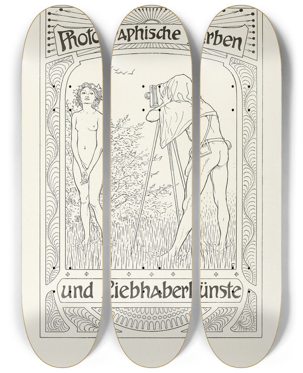 Triptych art skateboard deck of Fidus Fidusserie Zwolf Illustrationen Pl08 by Fidus (1868-1948)