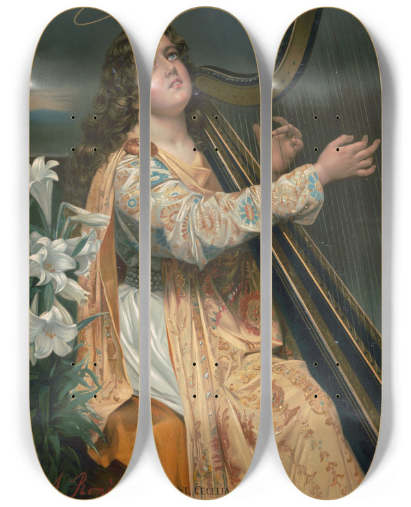 Triptych art skateboard deck of A Romes St Cecelia by A Romes (19-)