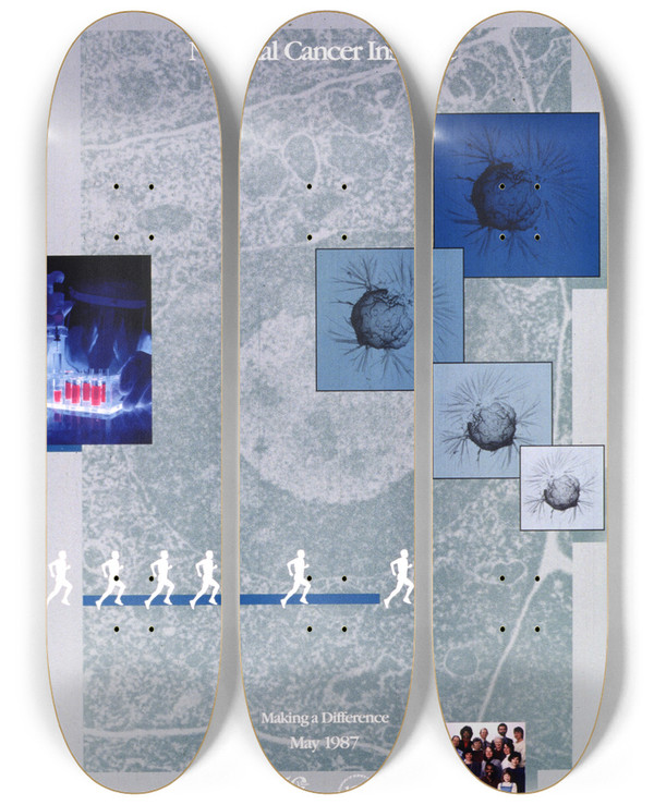 Triptych art skateboard deck of National Institutes Of Health National Cancer Institute Making A Difference by National Institutes Of Health (1887)