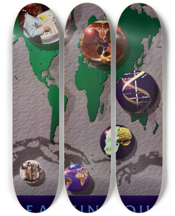 Triptych art skateboard deck of National Library Of Medicine National Library Of Medicine Reaching Out To The World by National Library Of Medicine (1836)