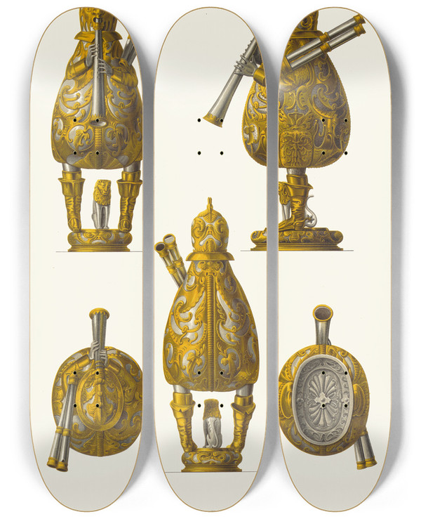 Triptych art skateboard deck of Fedor Grigoryevich Solntsev Serebrianyi Rukomoinik by Fedor Grigoryevich Solntsev (1801-1892)
