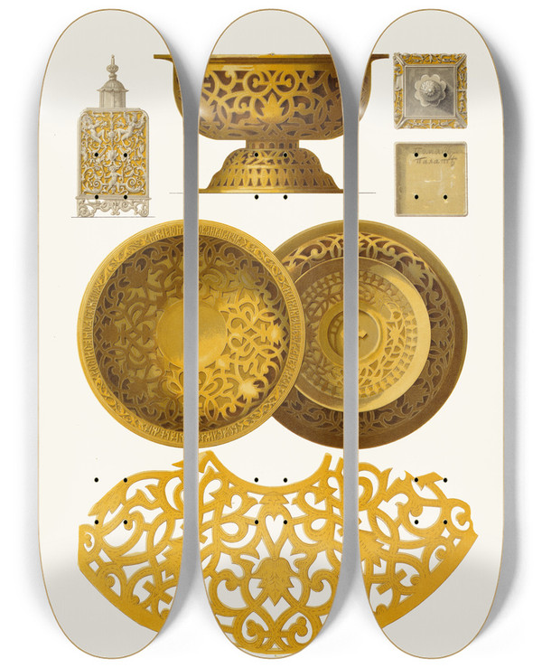 Triptych art skateboard deck of Fedor Grigoryevich Solntsev Stoianets Tsaria Feodora Alekseevicha I Chetvertina by Fedor Grigoryevich Solntsev (1801-1892)