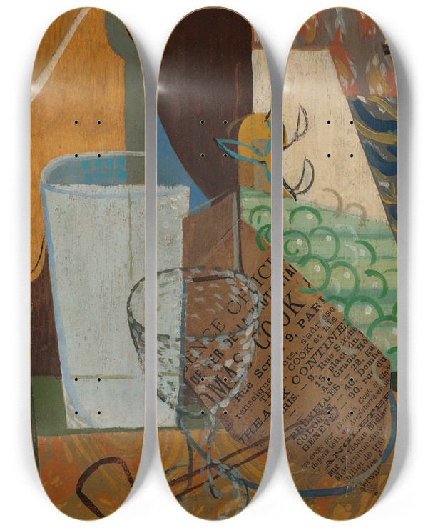 Triptych art skateboard deck of Louis Marcoussis Nature Morte by Louis Marcoussis (1883-1941)