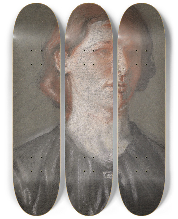 Triptych art skateboard deck of William Orpen Portrait Of Grace by William Orpen (1878-1931)