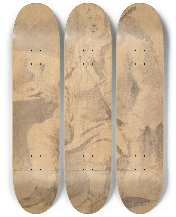 Triptych art skateboard deck of William Hogarth Gabriel Hunt by William Hogarth (1697-1764)