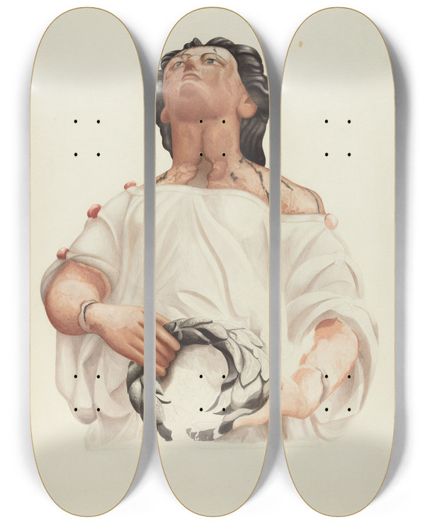 Triptych art skateboard deck of American 20Th Century Figurehead_7 by American 20Th Century
