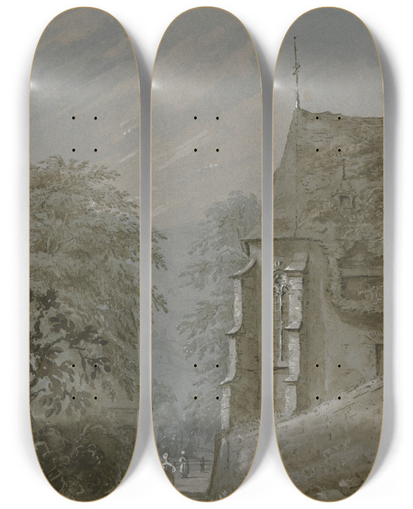 Triptych art skateboard deck of Henry Fortescue Chapel by Henry Fortescue