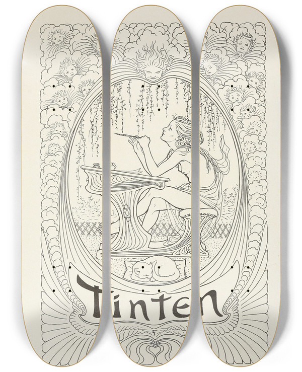 Triptych art skateboard deck of Fidus Fidusserie Zwolf Illustrationen Pl11 by Fidus (1868-1948)