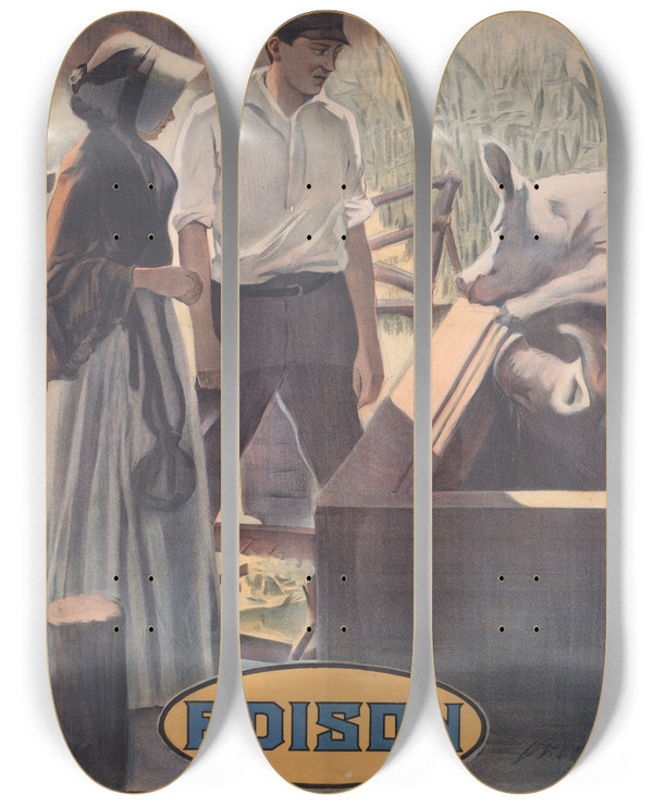 Triptych art skateboard deck of Abc Co An Unselfish Love by A.B.C. Co. (19-20-)