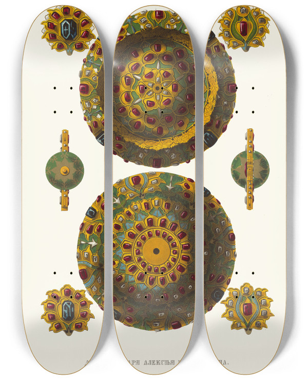 Triptych art skateboard deck of Fedor Grigoryevich Solntsev Derzhava Tsaria Alekseia Mikailovicha Izobrazhenie 2 by Fedor Grigoryevich Solntsev (1801-1892)