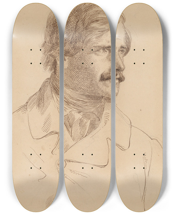 Triptych art skateboard deck of Horatio Greenough The Artists Brother Richard Greenough by Horatio Greenough (1805-1852)