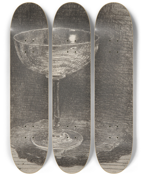 Triptych art skateboard deck of James Abbott Mcneill Whistler The Wine Glass by James Abbott Mcneill Whistler (1834-1903)