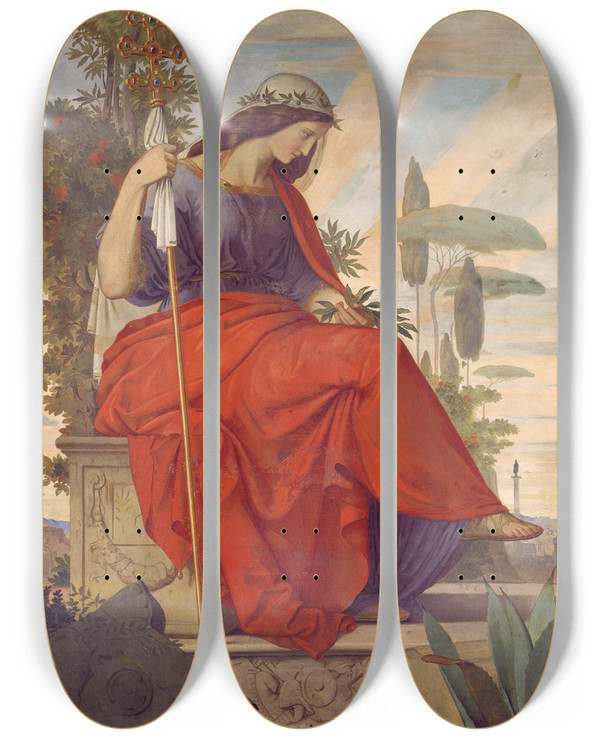 Triptych art skateboard deck of Philipp Veit Italia by Philipp Veit (1793-1877)