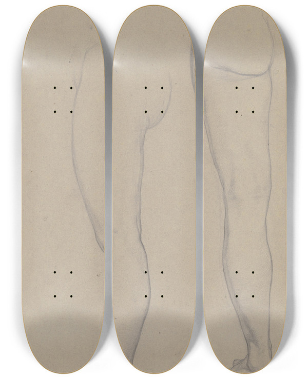 Triptych art skateboard deck of Victor Mller Zwei Linke Frauenbeine Im Profil Nach Links Und Rckansicht by Victor Muller (1829-1871)
