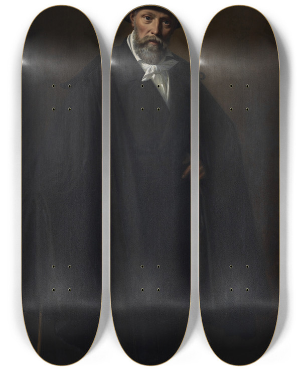 Triptych art skateboard deck of Wilhelm Marstrand Maleren Constantin Hansen by Wilhelm Marstrand (1810-1873)