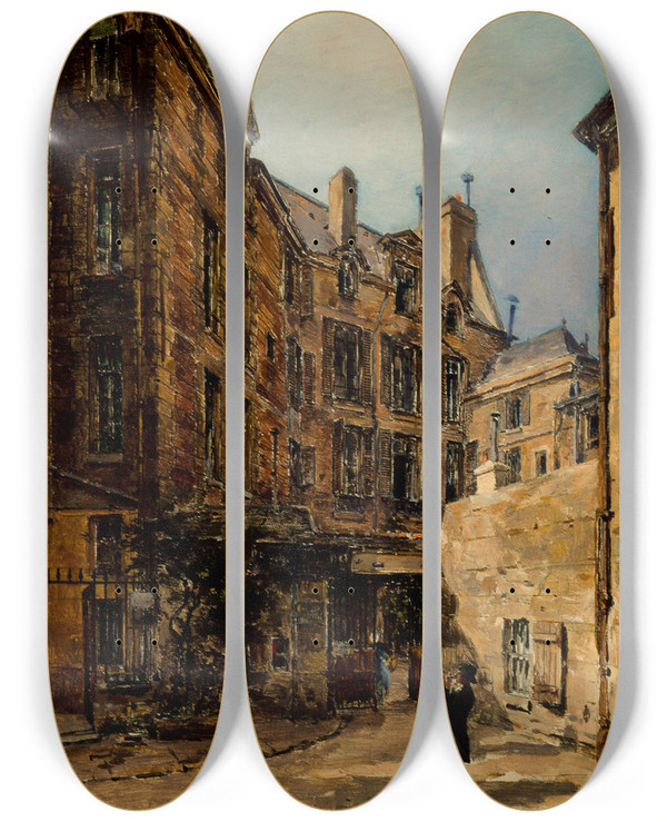 Triptych art skateboard deck of Pauljosephvictor Dargaud La Cour De Rohan by Paul-Joseph-Victor Dargaud (1873-1921)