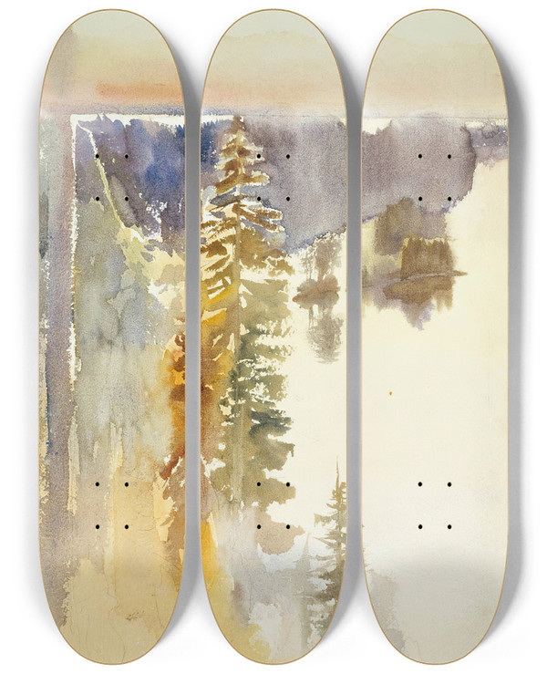 Triptych art skateboard deck of Albert Edelfelt View From Kaukola Ridge by Albert Edelfelt (1854-1905)