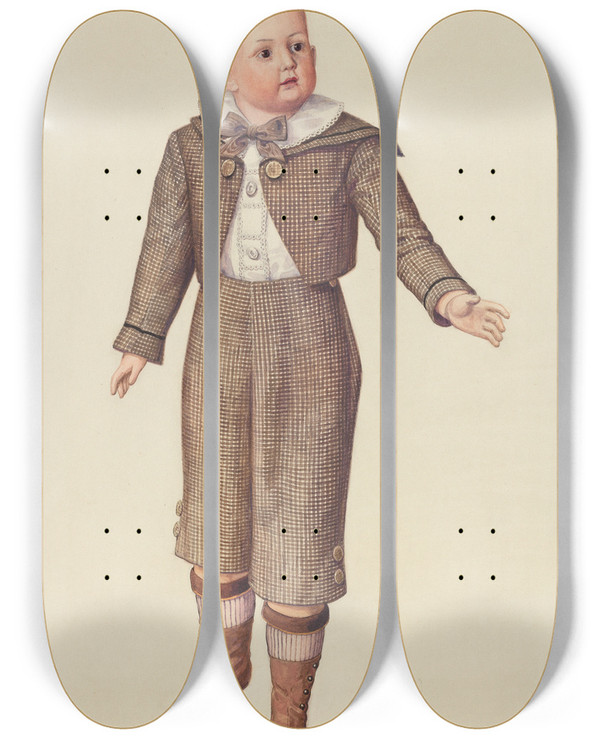Triptych art skateboard deck of Eugene Croe Doll Donald by Eugene Croe (20-)